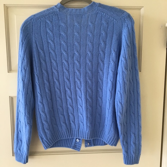 NWOT Johnston of Elgin 100% Cashmere Blue Cardigan - Picture 2 of 4